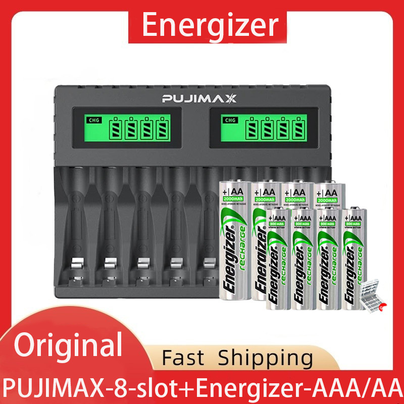 8 Slot PUJIMAX Battery Charger Suitable AAA / AA Rechargeable Battery Short Circuit Protection LED S