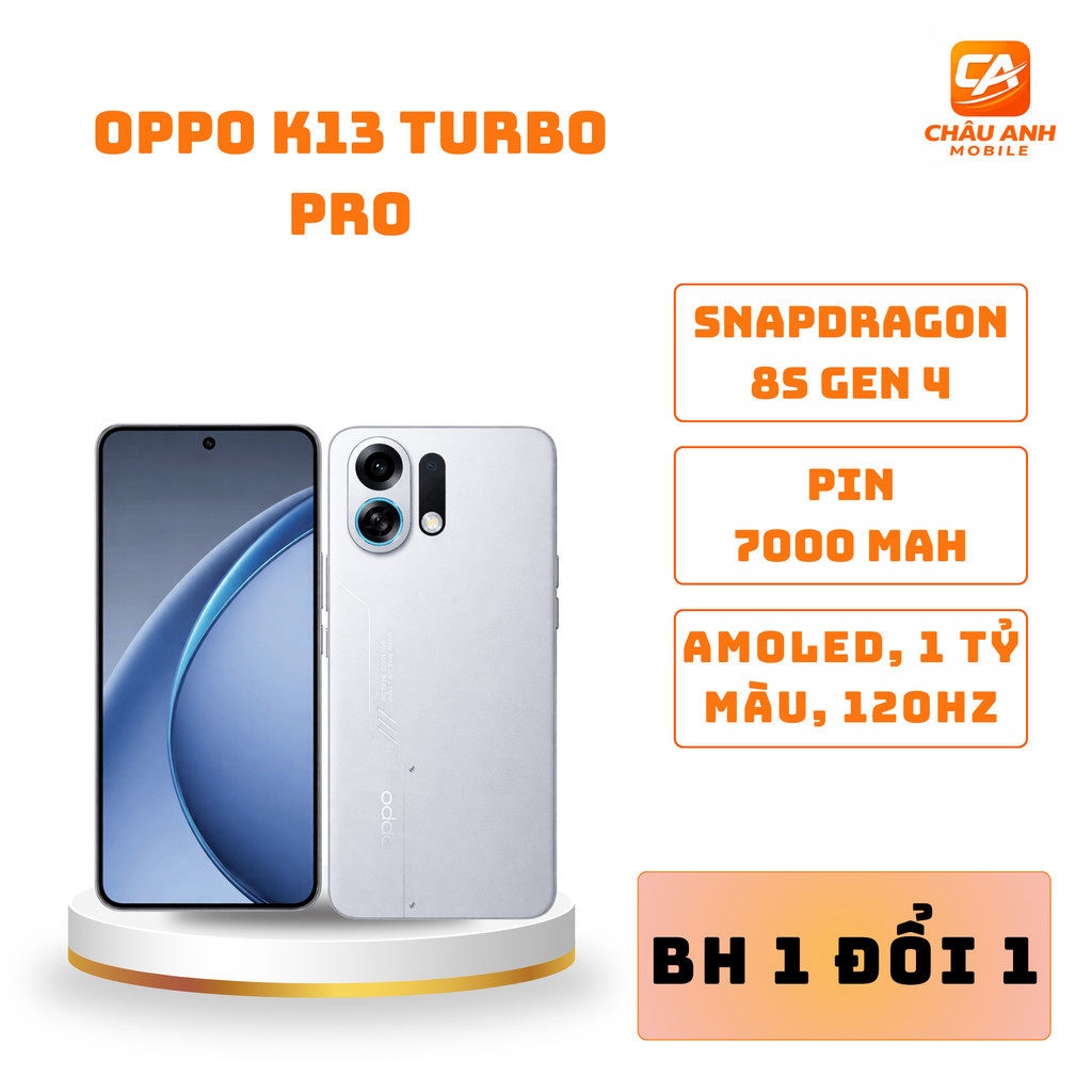 Điện thoại OPPO K13 Turbo Pro – Snapdragon 8s Gen 4 – BH 1 đổi 1 – Châu Anh Mobile