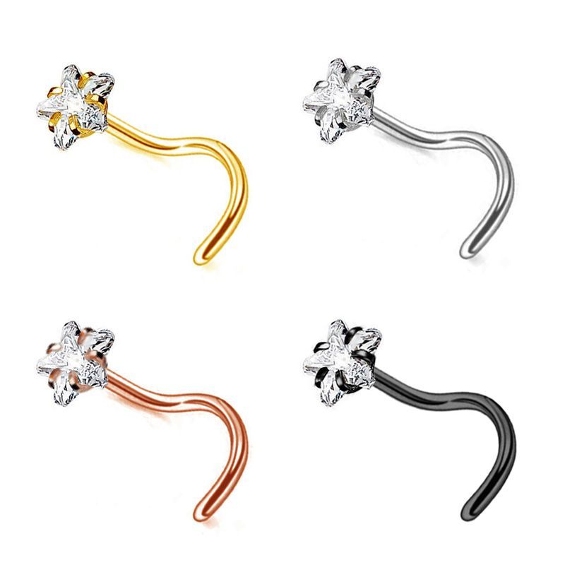 Stainless steel zirconium classic shell-shaped five-star piercing for daily nose wear5ya Hot-selling