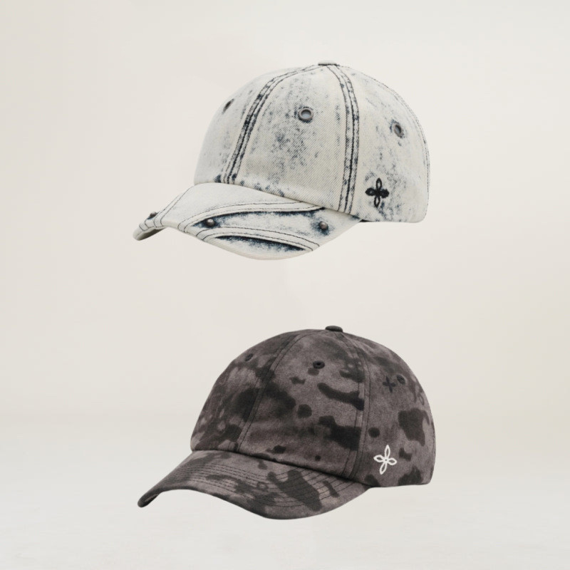 SMFK Vintage Cross Denim Baseball Cap Fashionable Washed Hat with Cross Chain Emblem Baseball Cap25N