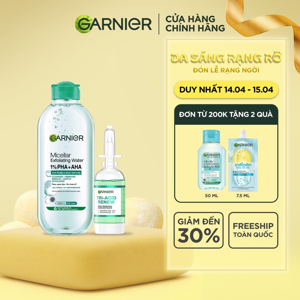 Bộ đôi serum thế hệ mới giúp da sáng hơn, láng hơn, khỏe hơn và nước tẩy trang tẩy tế bào chết 20ml x 400ml
