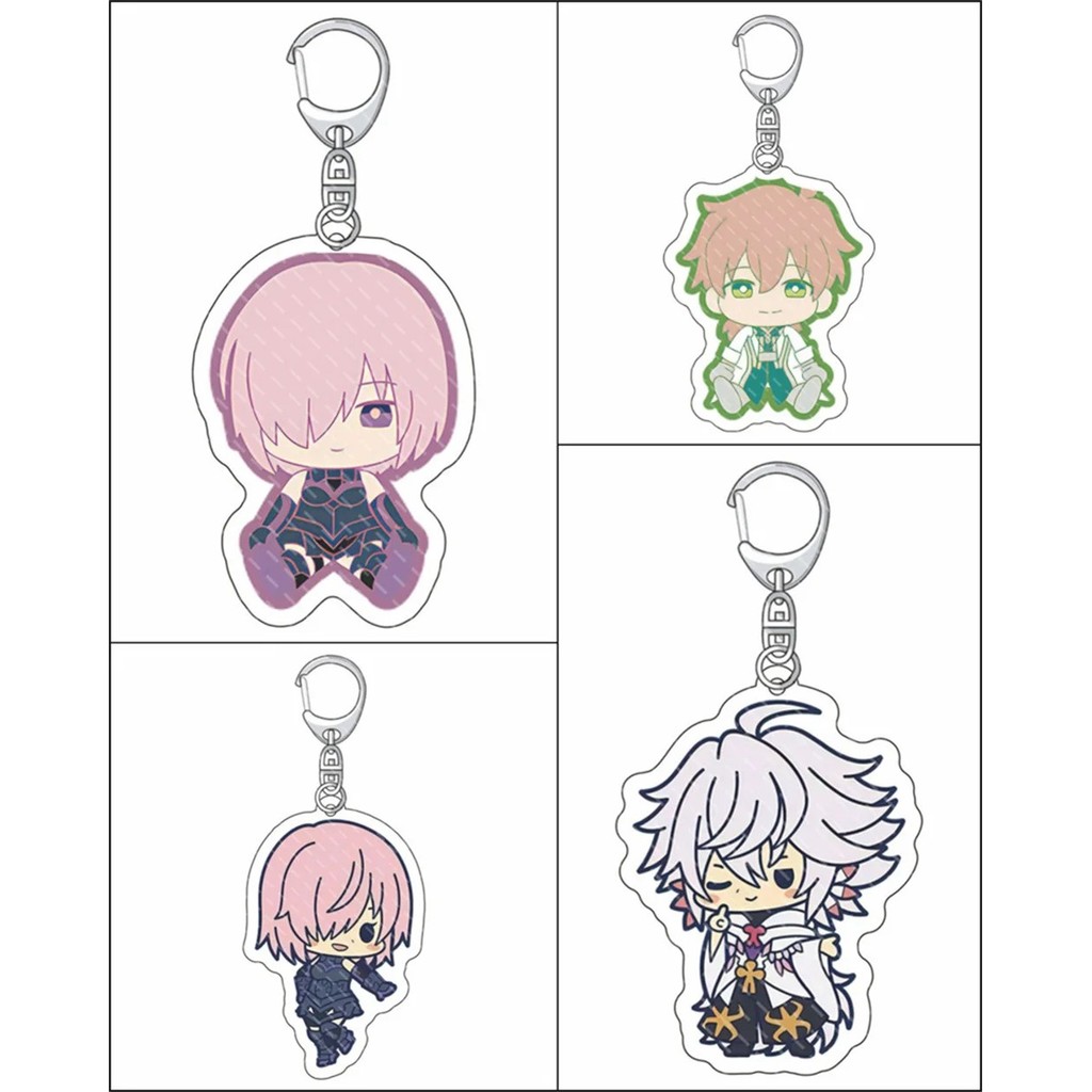 Móc khóa Anime Fate/Grand Order FGO Acrylic Mica Chibi Gilgamesh Mash Merlin phụ kiện trang trí túi 