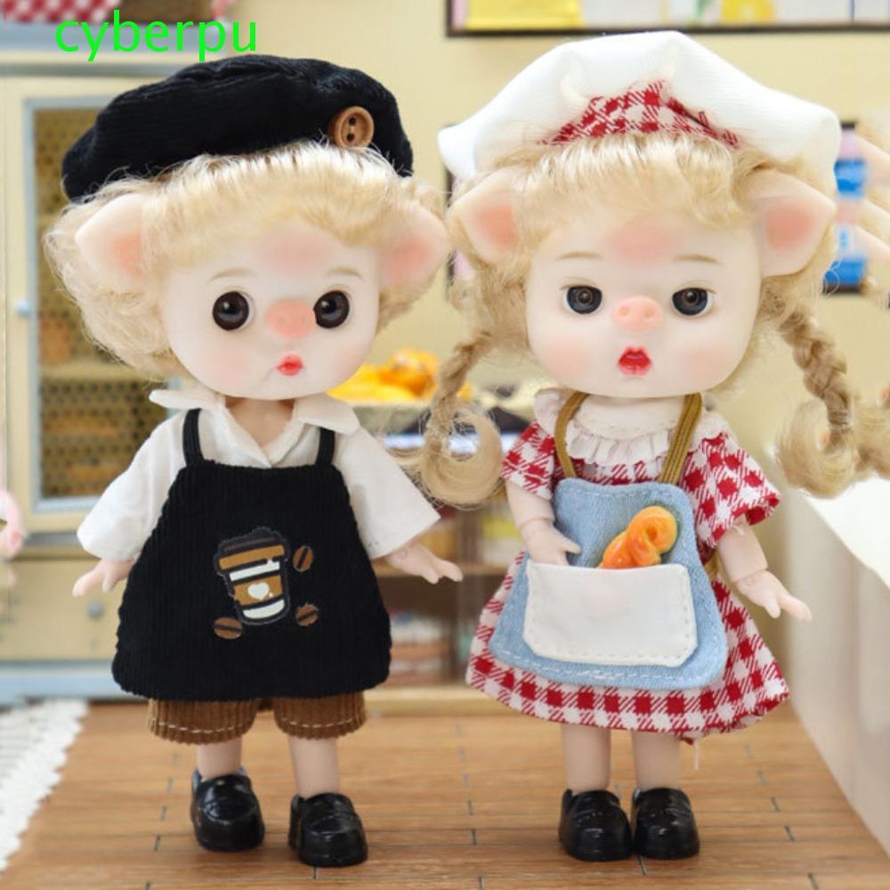 CYBERPULSE Mắt To Đồ Chơi Búp Bê, Mũi Lợn Di Chuyển Khớp Hoạt Hình Baker Bjd Doll, Đồ Chơi Búp Bê Bó