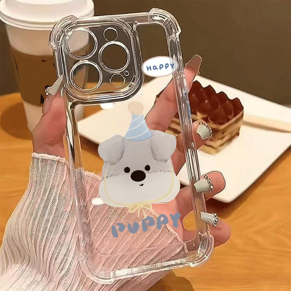 Sinh nhật Puppy Stick cho trường hợp iPhone 17Air iPhone 16/15/14 Quad chống ngã