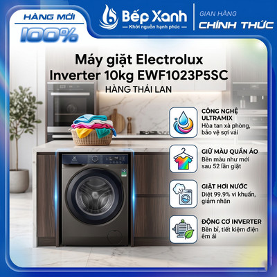 EWF1023P5SC | Máy giặt Electrolux Inverter 10kg EWF1023P5SC, Công nghệ UltraMix Giữ Màu Quần Áo, Hàng Thái Lan