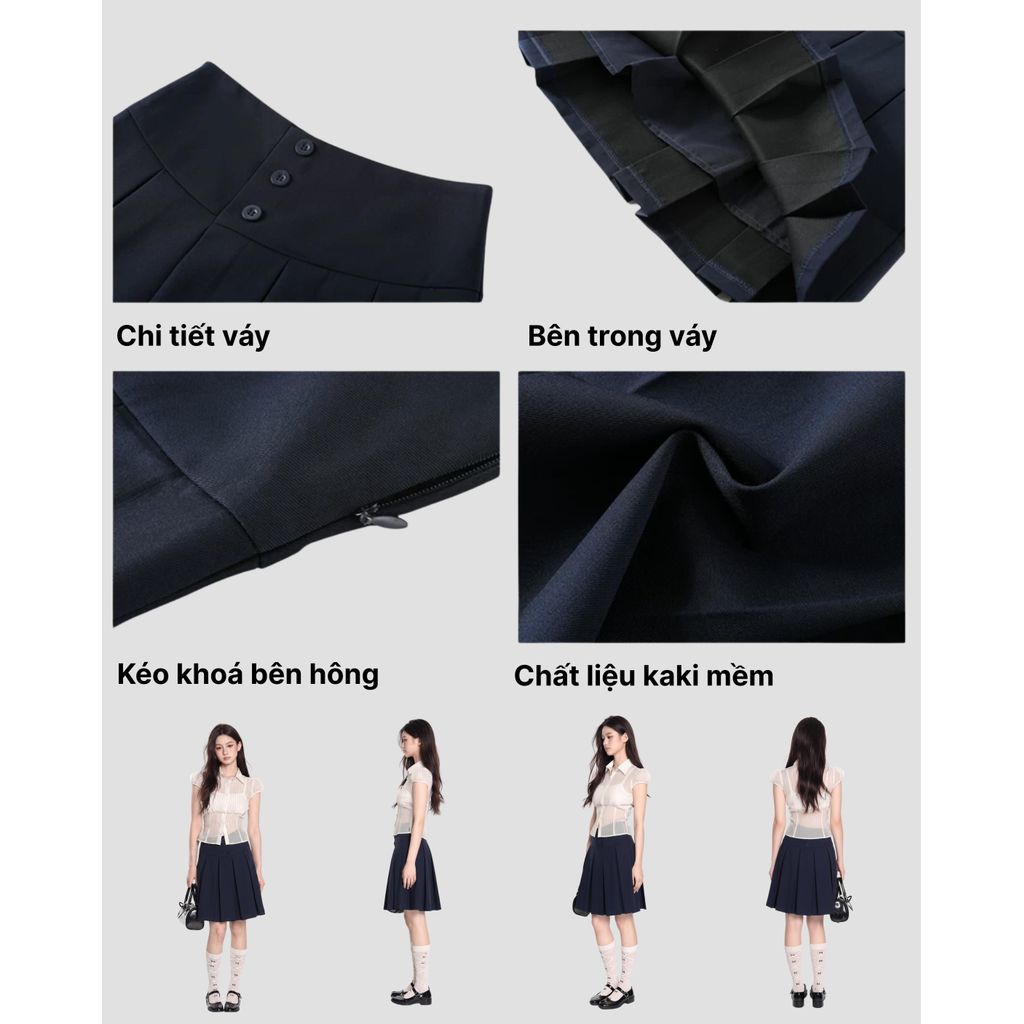 Chân Váy Xếp Ly Nhật Bản – Vibe Nữ Sinh, Dáng Lửng Tới Gối, Form Chuẩn Trend THELSTUDIOS | BigBuy360 - bigbuy360.vn