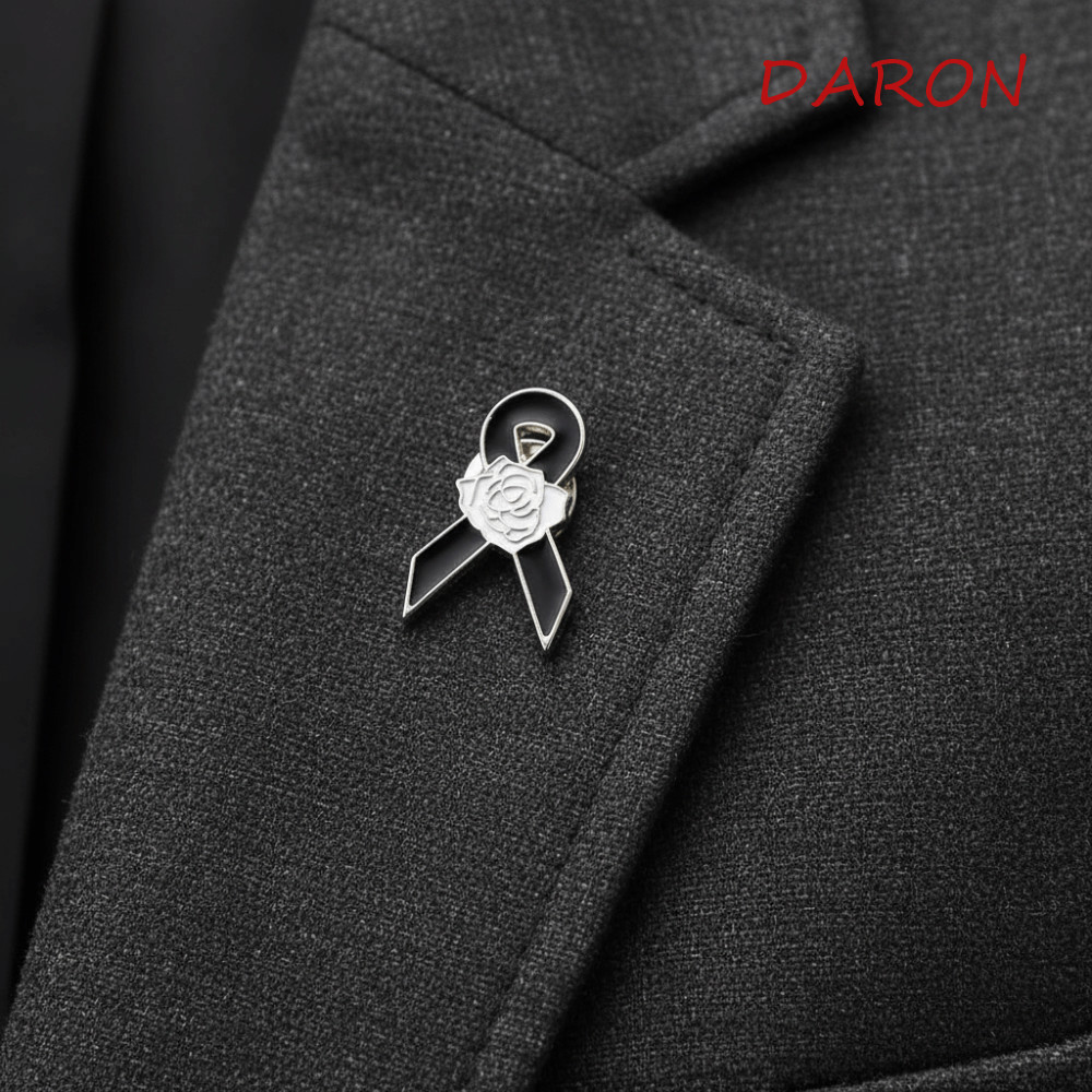 DARON Đen Ruy Băng Pin, Nhận Thức Trắng Tang Lễ Ruy Băng Huy Hiệu Trâm Cài, Đơn Giản Ve Áo Pin Men Đ