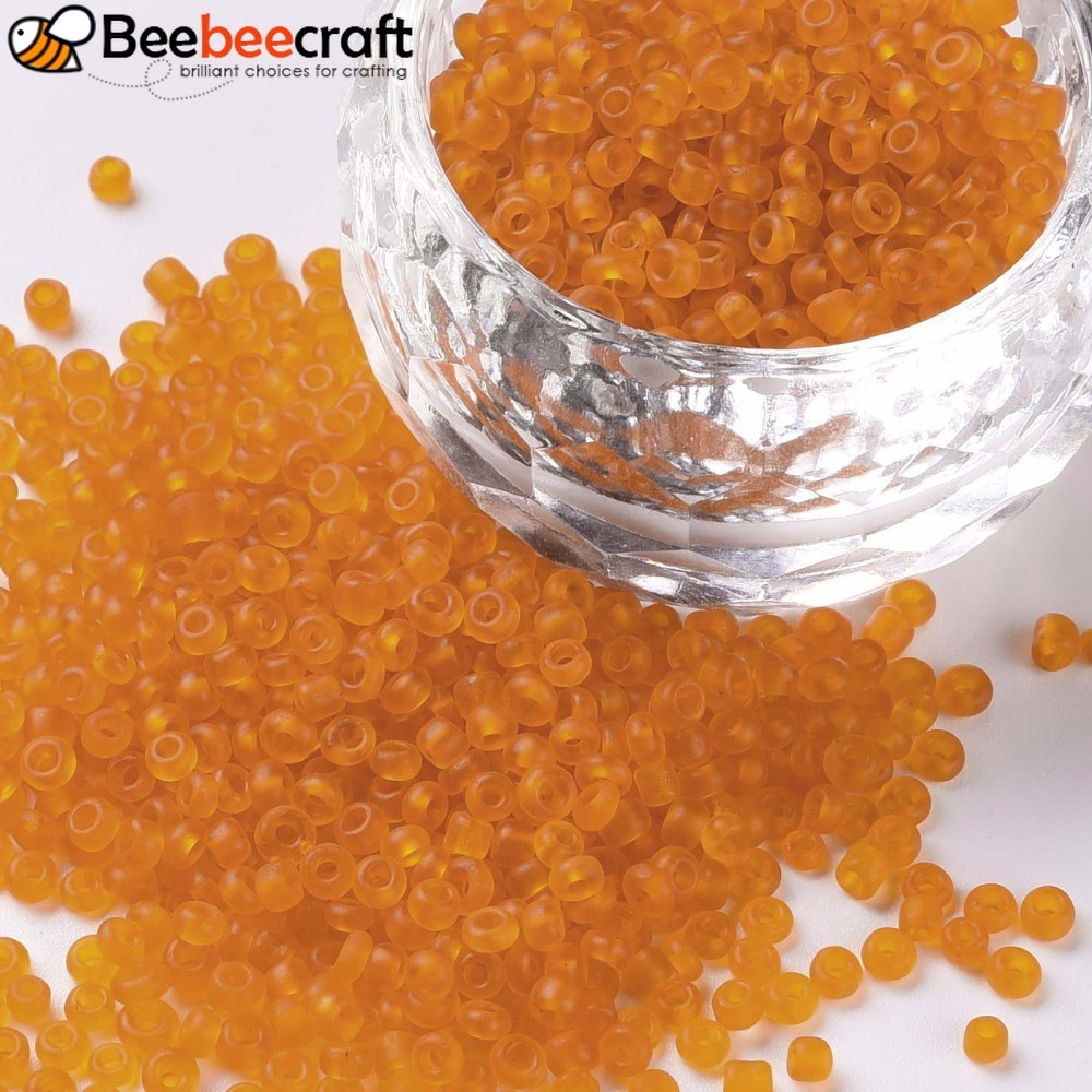 1 pound 12 / 0 Hạt Thủy Tinh Màu Mờ Tròn Cam 2mm