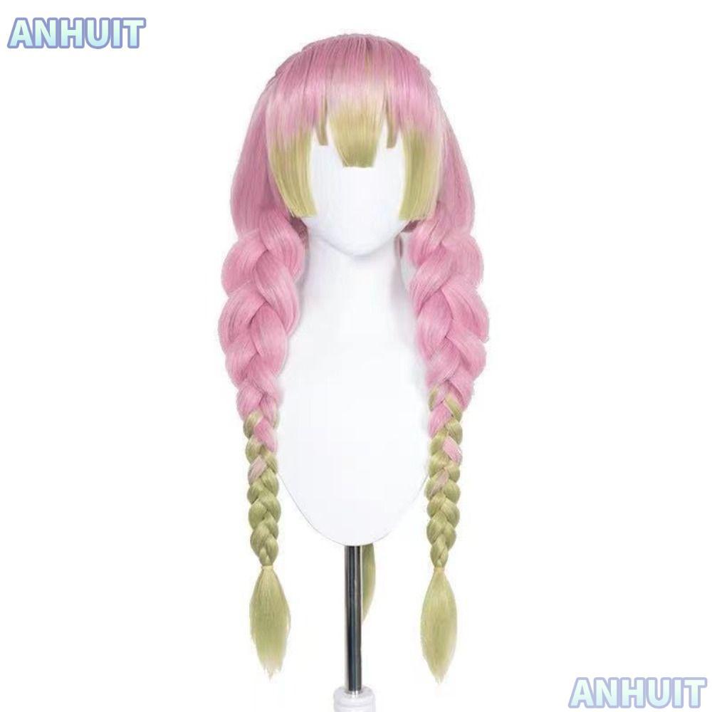 Anhuit Tóc giả cosplay Mitsuri Kanroji - Demon Slayer, phù hợp cho Halloween