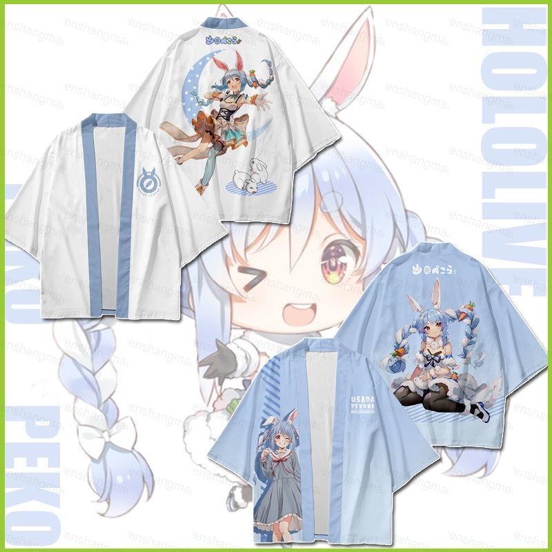 PS2 Hololive-Usada Pekora Anime Kimono Cosplay Rời Haori Áo Unisex Dài Tay Cardigan Áo Unisex Trang 