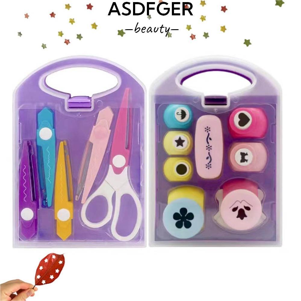 ASDFGER Kids Craft Hole Punch Shapes Set, DIY Projects With Storage Box DIY Puncher Craft Set, Plast