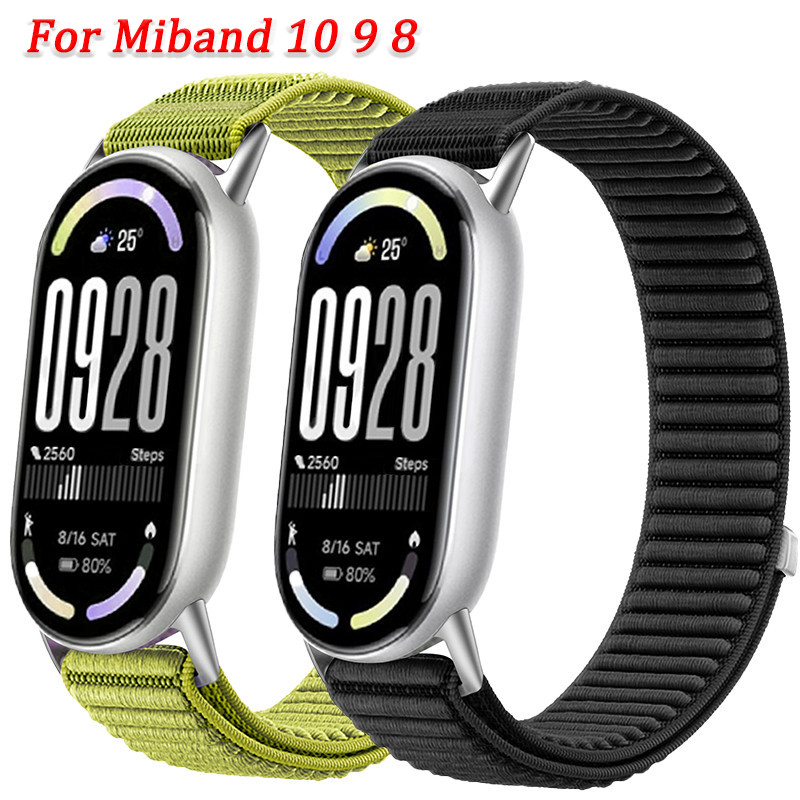 Dây đeo vòng Nylon cho MiBand 10-9-8 Dây đeo cổ tay cho MiBand 10 9 8 Vòng đeo tay xuyên quốc gia th