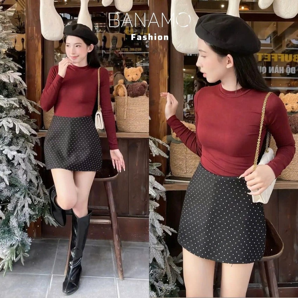 Chân váy nữ BIGSIZE Banamo Fashion chân váy dáng ngắn form chữ A chất dạ ép khóa kéo sau phong cách Hàn Quốc 590 | BigBuy360 - bigbuy360.vn