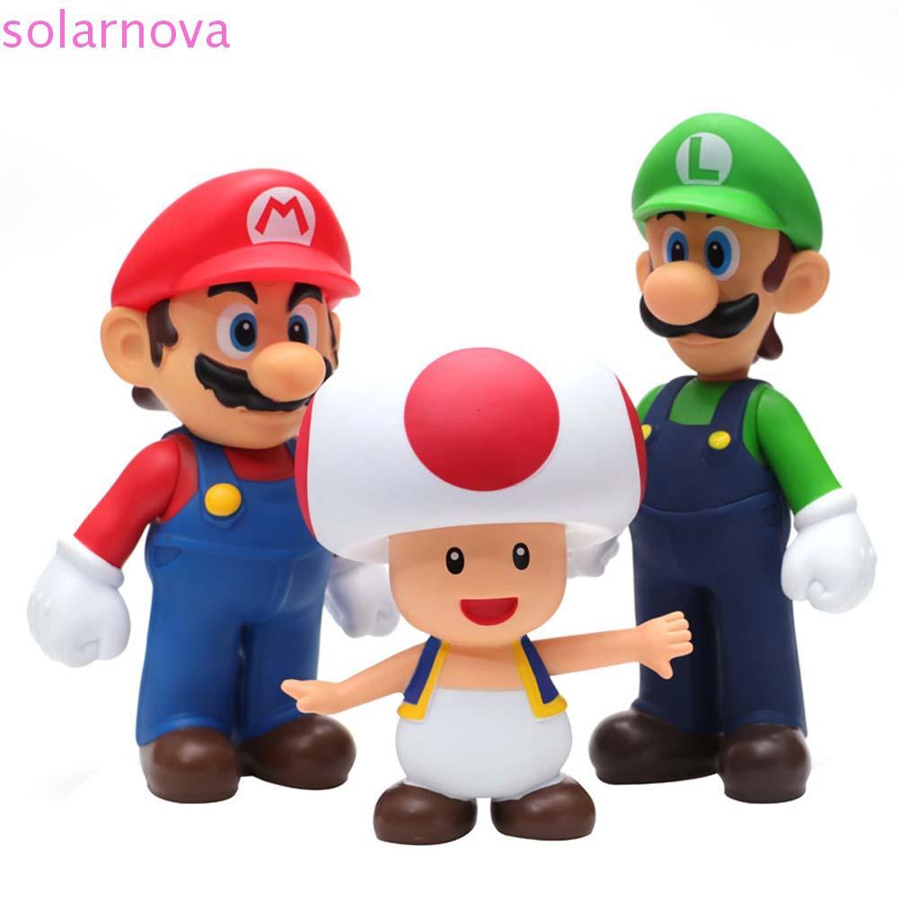 SOLARNOVA Hành Động Hình Đồ Chơi Trẻ Em Anime Mô Hình Hoạt Hình Bộ Sưu Tập Mô Hình Mario PVC Super M