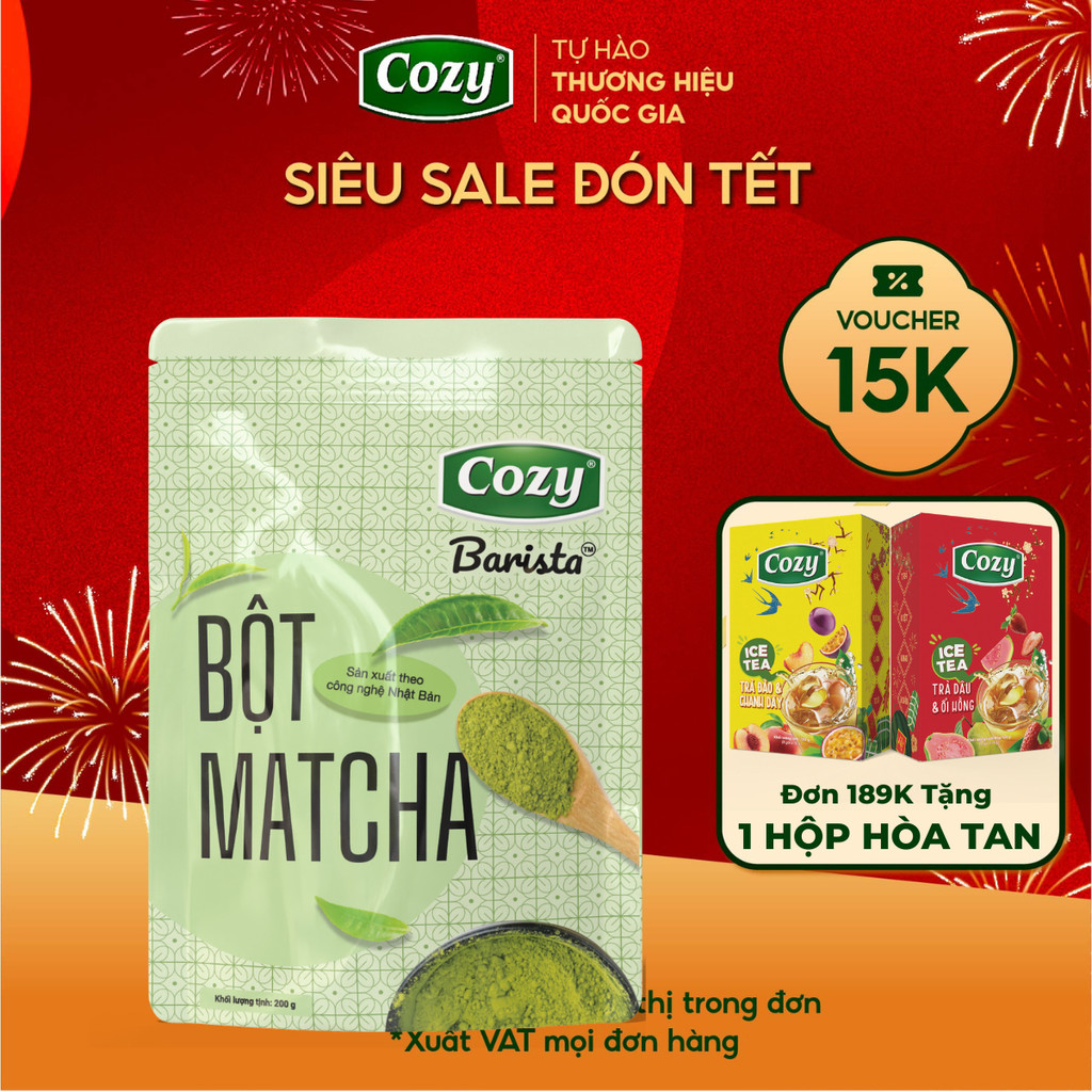 [KOLs] Bột Matcha Cozy Barista 200gr, Bột Trà Xanh Pha Matcha Latte, Matcha Làm Mứt Bánh Kẹo Nougat 
