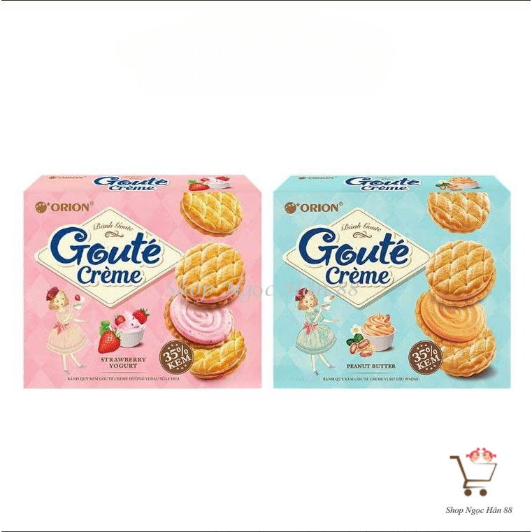 Bánh Quy Kem Goute Creme Orion Hương Vị Dâu Sữa Chua/Bơ Đậu Phộng Hộp 320g(16gói)
