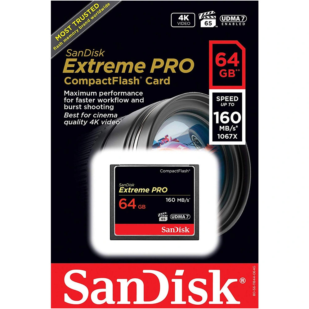 Thẻ nhớ CompactFlash (CF) SanDisk Extreme Pro 64GB / 128GB 1067X upto 160MB/s - BH 7 năm