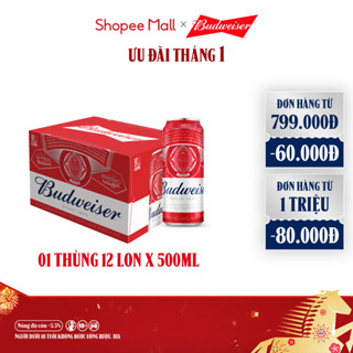  Thùng 12 Lon Bia Budweiser  500ml lon  
