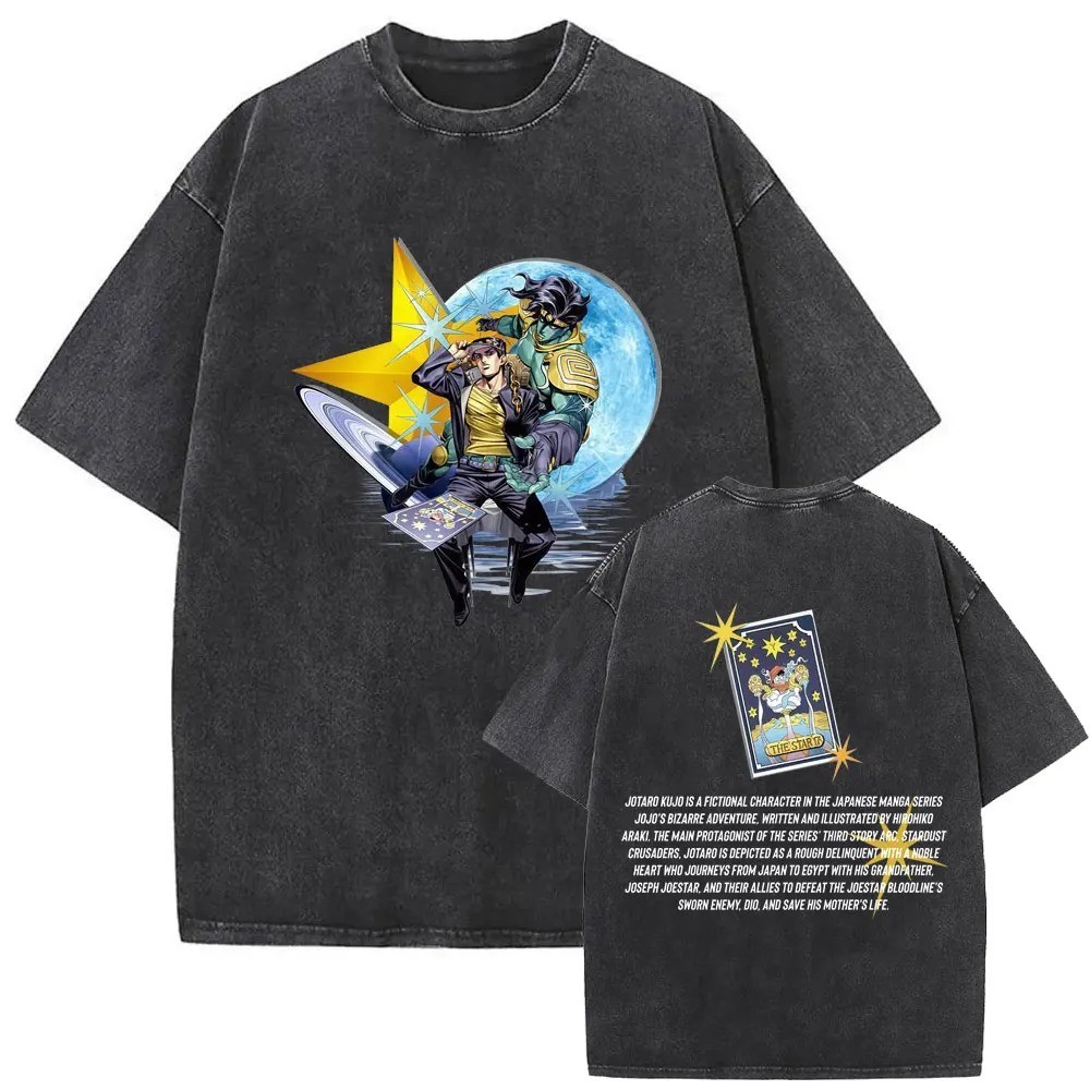 Áo thun cổ điển chất lượng cao, thiết kế in hình Iggy từ "JoJo's Golden Wind", cotton dáng rộng cỡ l