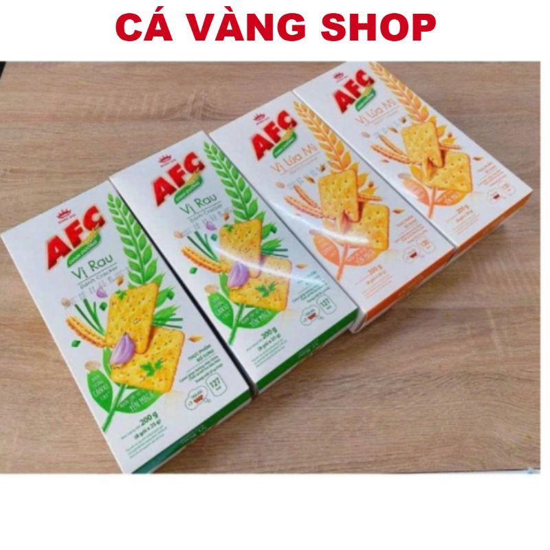 ( ƯU ĐÃI LỚN ) Bánh Cracker AFC hộp 172g vị Lúa mỳ,rau,Bánh Kinh Đô AFC Hộp 172g,Bánh quy AFC vị rau