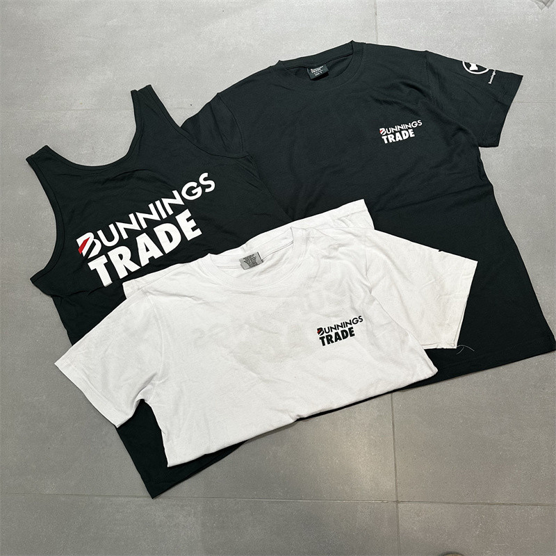 Úc bunnings thương mại Mùa hè Cotton Nguyên Chất Cổ Tròn Tay Ngắn Hợp Thời Trang Mỹ Rời Áo Thun In H
