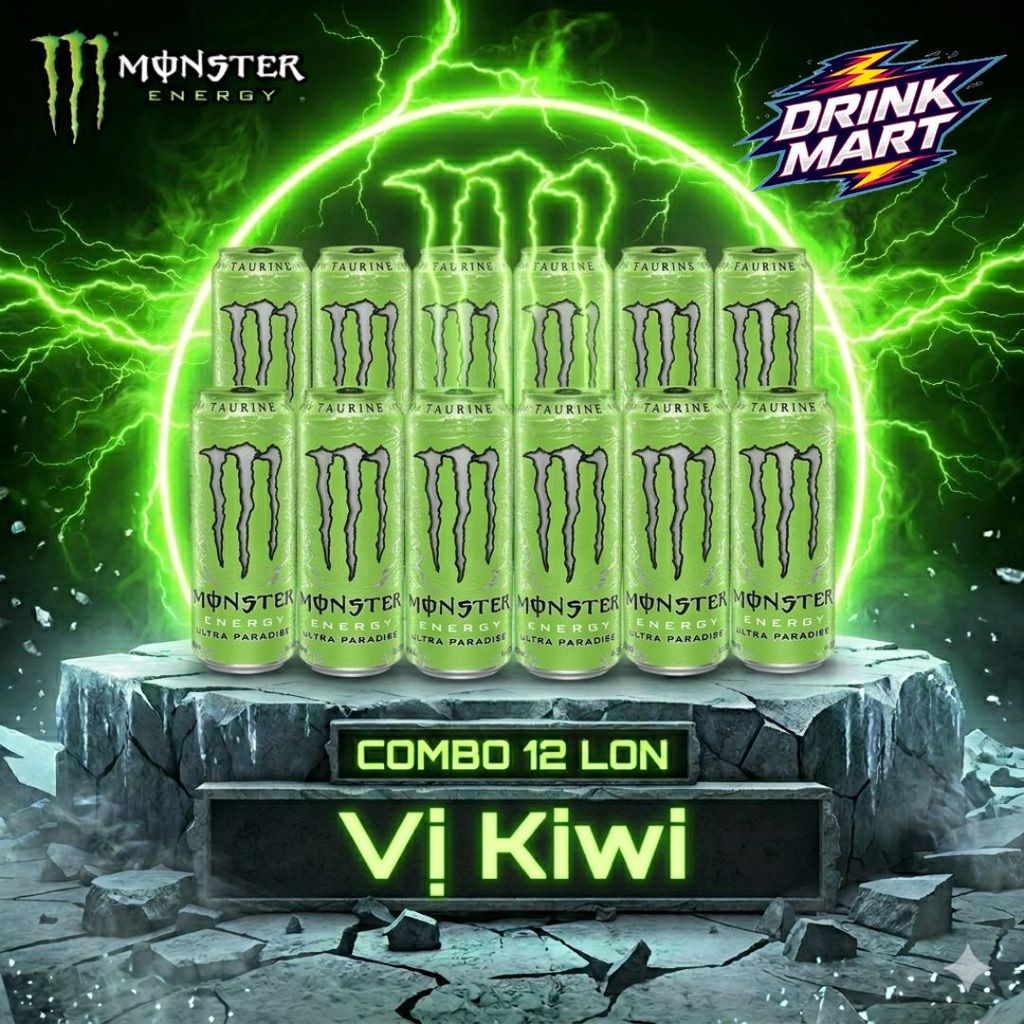[ 12 Lon ] Nước Tăng Lực MONSTER VỊ KIWI Lon 355ml Các Vị | Drink Mart