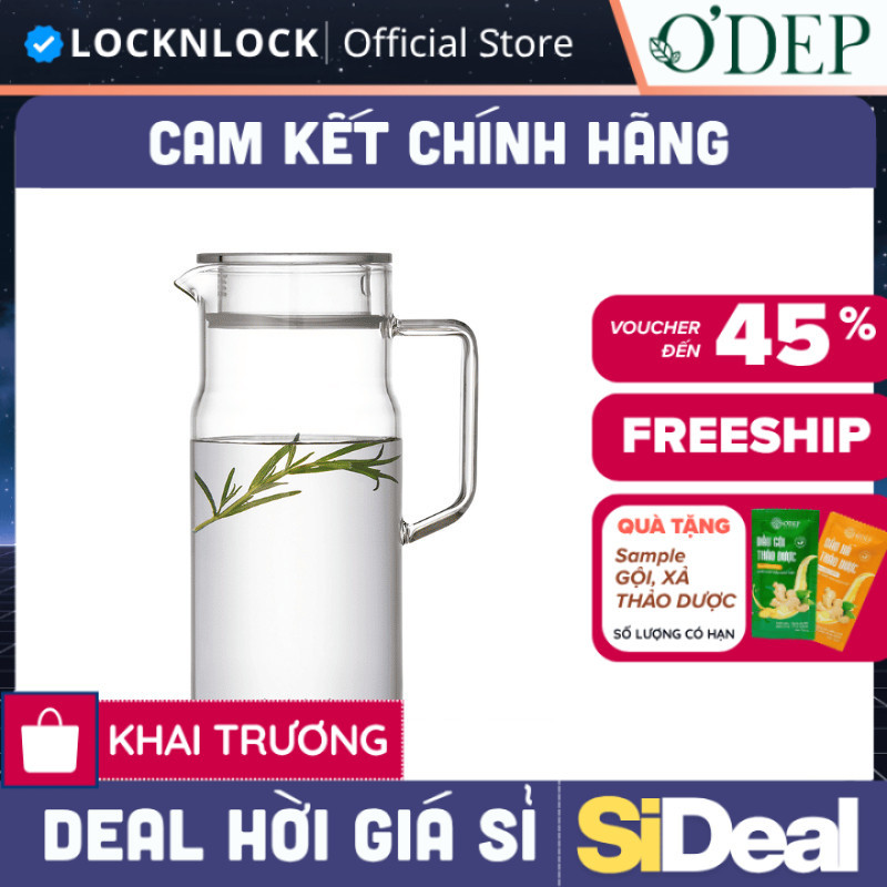 Bình nước thuỷ tinh LocknLock 1.2L chịu nhiệt Metro Glass LLG6100 - SIDEAL SIL