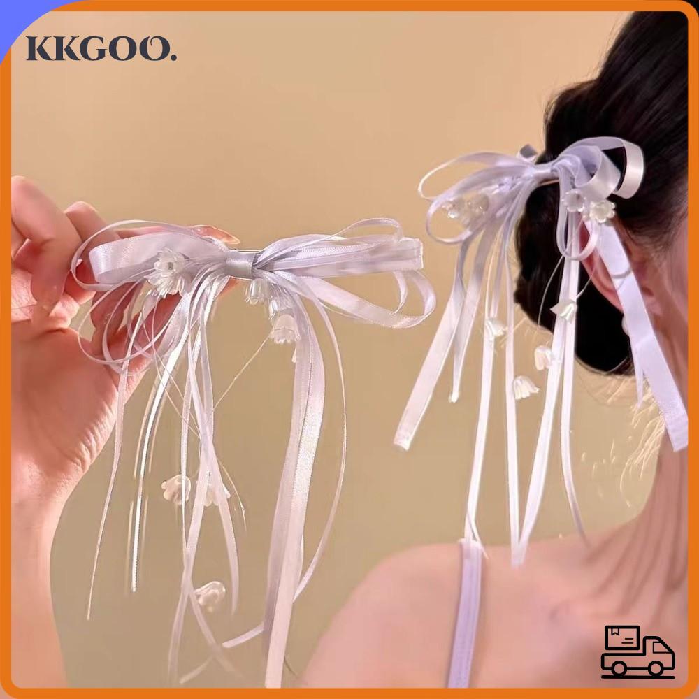 KKGOO Lily of The Valley Bow Hair Clip, Sweet Lily of The Valley Ribbon Lily of the Valley Kẹp tóc, 