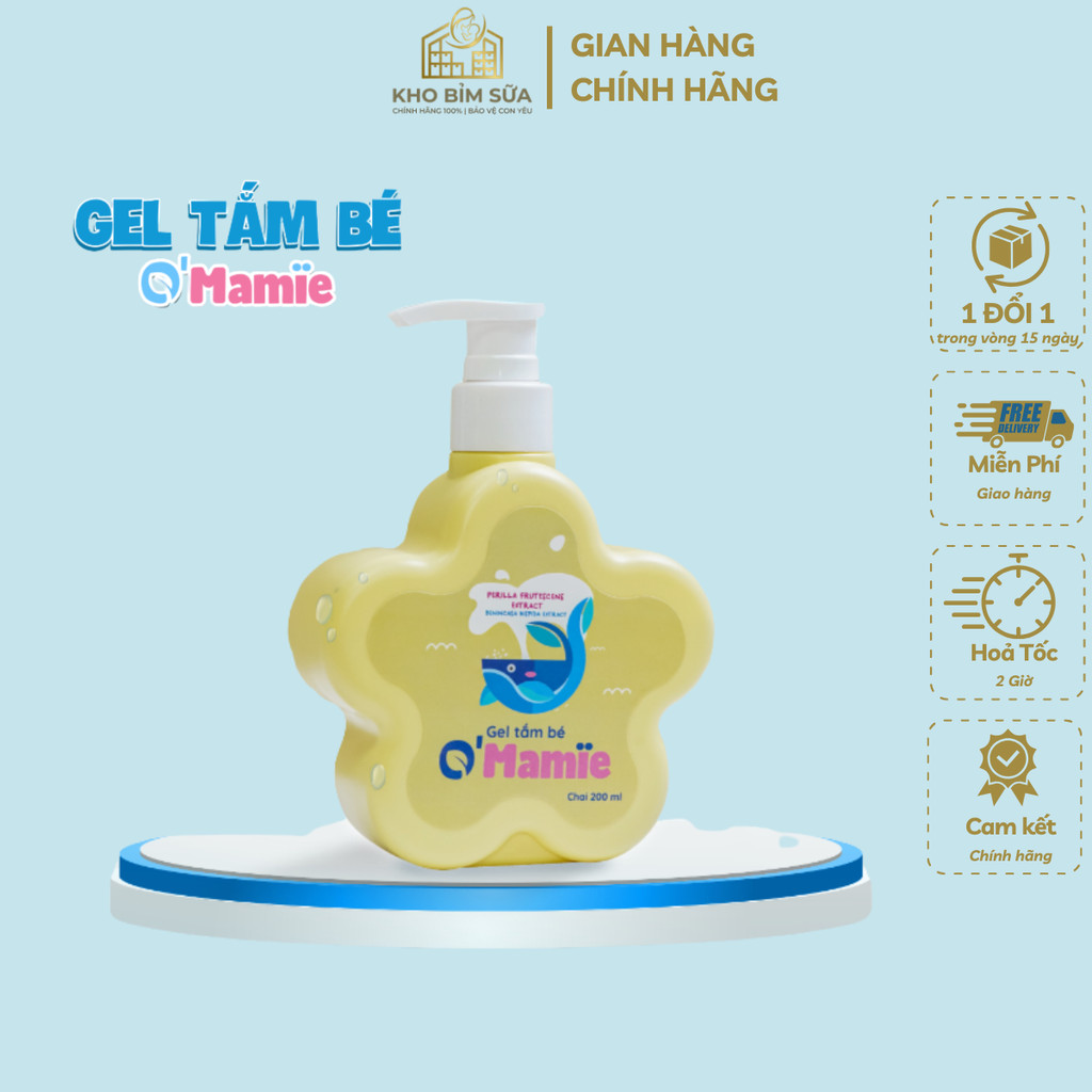 Sữa Tắm Gội Toàn Thân Cho Bé Sơ Sinh O'MAMIE chai 200ml