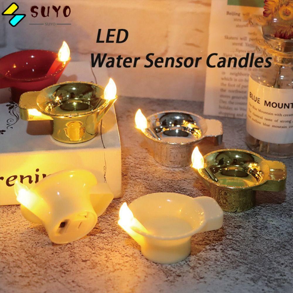 SUYO 12 Đèn LED Diya, Đèn nến trang trí phát sáng Diwali, Nến giả điện nổi trên nước Đèn trà Deepava