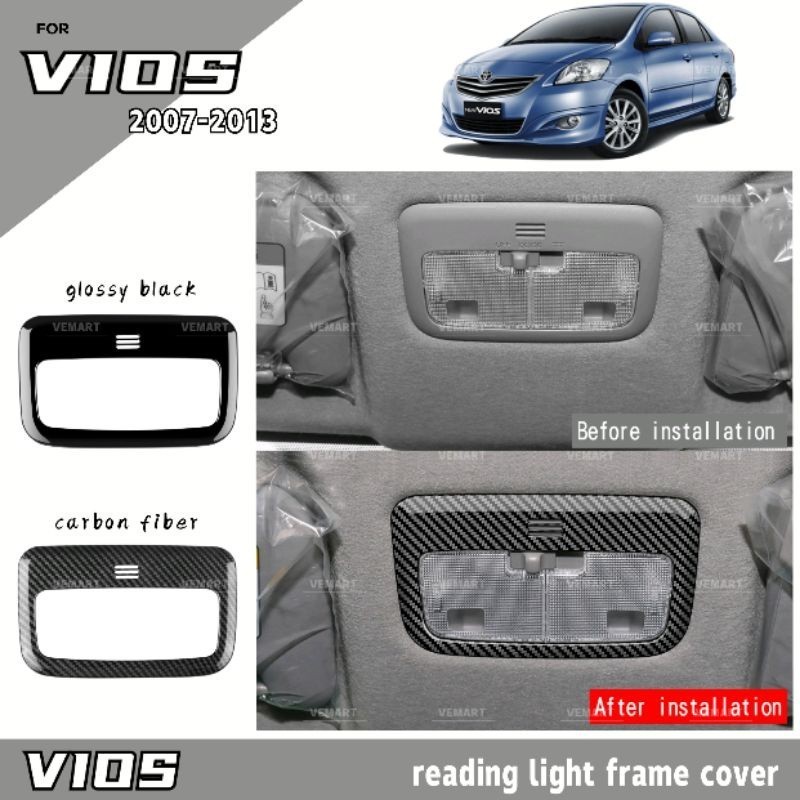 Vemart toyota vios dugong ncp93 sợi carbon đọc khung phụ kiện vios 08-12auto phần trang trí xe hơi