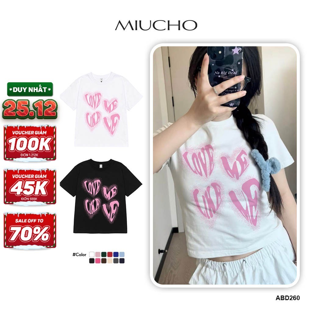 Áo baby tee ABD260 Miucho vải cổ tròn in graphic