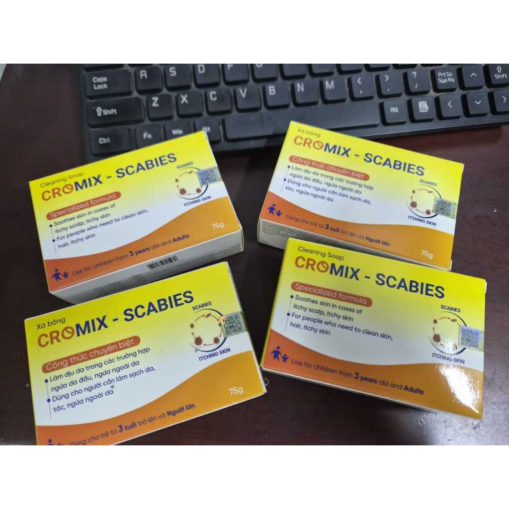 Xà bông tắm gội Cromix Scabies 75g – Dùng cho ngứa da đầu, ngứa ngoài da, làm sạch da