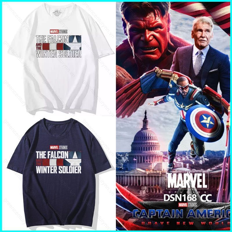 Áo thun dáng rộng GN Captain America & Red Hulk Falcon màu đỏ, phù hợp mùa hè