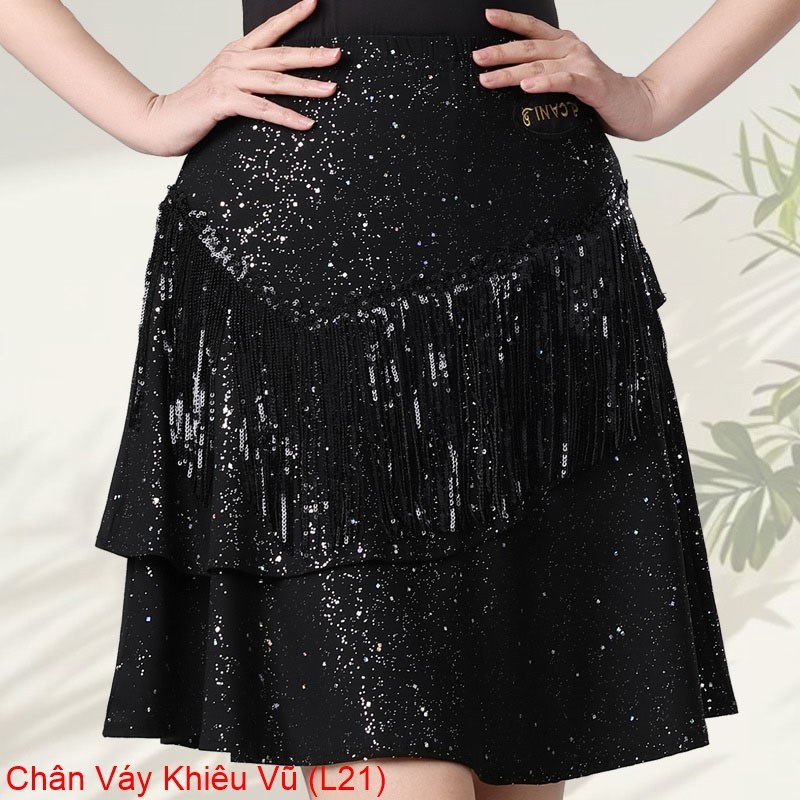 Chân Váy Khiêu Vũ Dancesports (L21) - Đen + Size