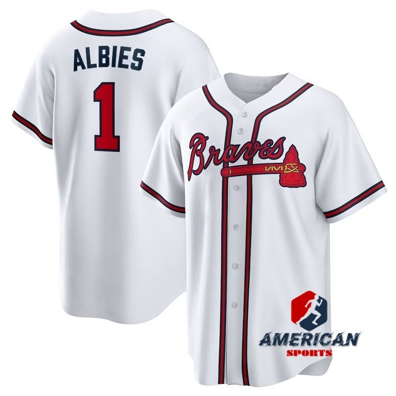 Áo bóng chày màu đỏ MLB Atlanta Braves Ozzie Albes