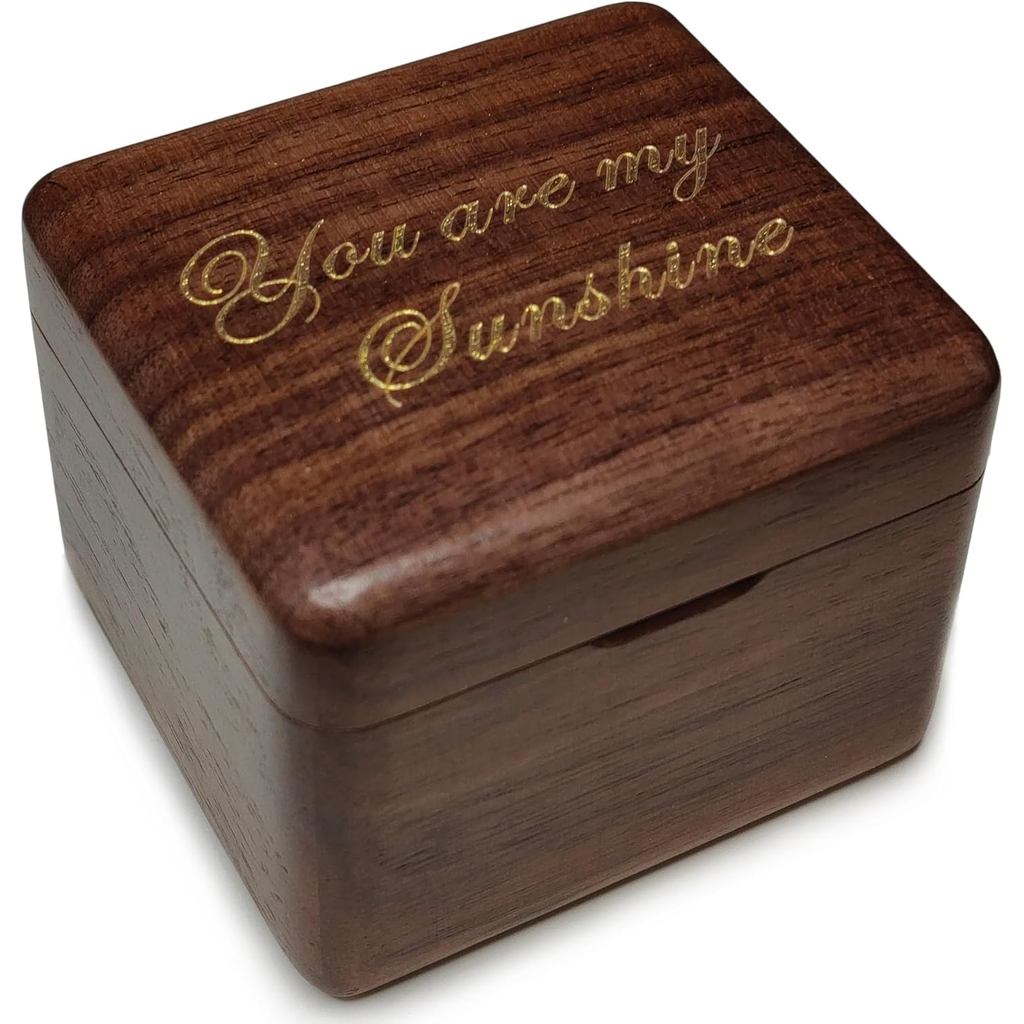 Gỗ nguyên khối tự nhiên khắc Laser You are My Sunshine Music Box, Hộp nhạc khung ảnh Mini, Tune of Y