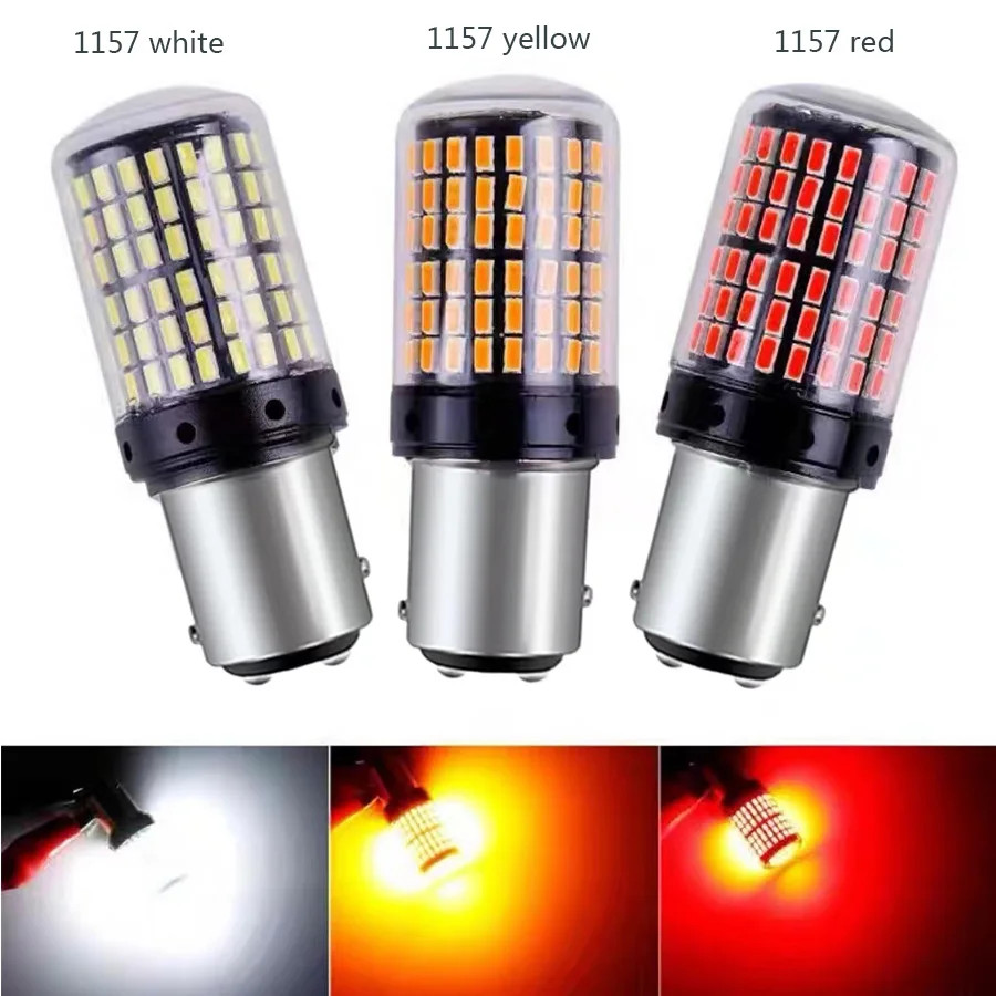 2 Chiếc 1156 / 1157 144SMD BAU15S PY21W LED Tín Hiệu Đuôi Bóng Đèn Canbus 12V
