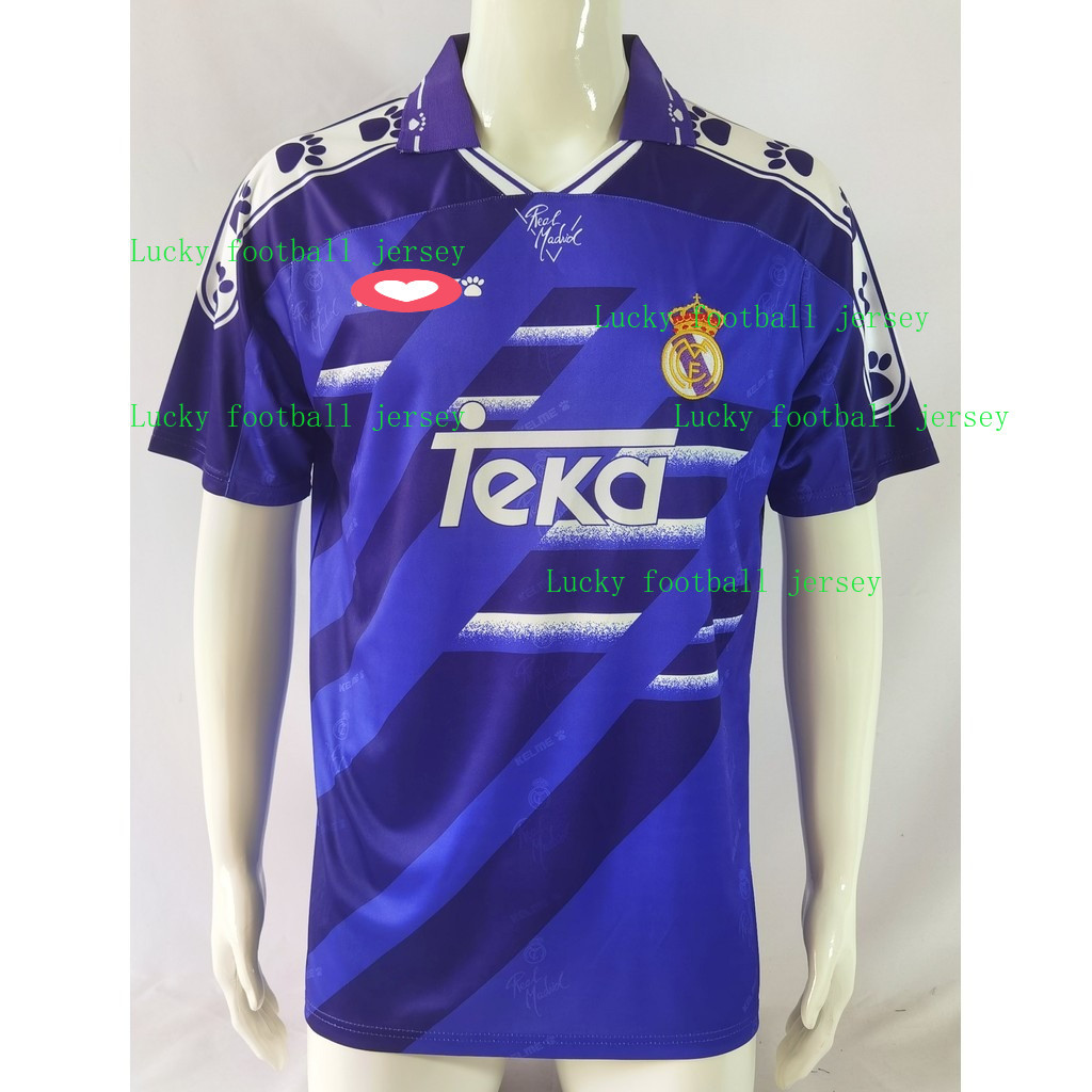 1994-1996 Real-Madrid sân khách retro Real M Soccer Jersey Bóng đá maillot de foot 94-96 RMD