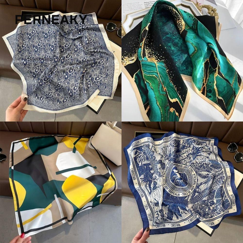 Khăn lụa nữ satin nhỏ vuông 70x70cm, style vintage phù hợp làm hijab và bandana