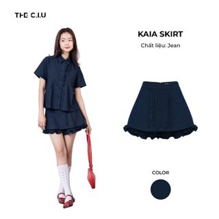   Chân váy jean ngắn cạp cao phối bèo tầng THE C.I.U - Kaia Skirt 