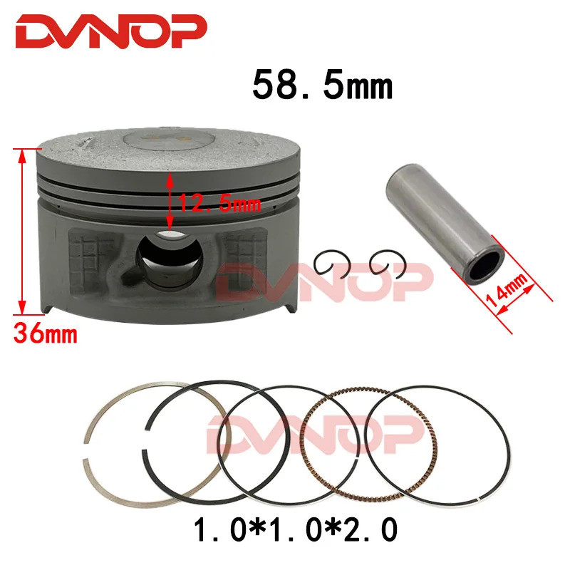 JIANSHE JS150-7A F51 145 58.5MM Vòng Piston Xe Máy 14MM Pin