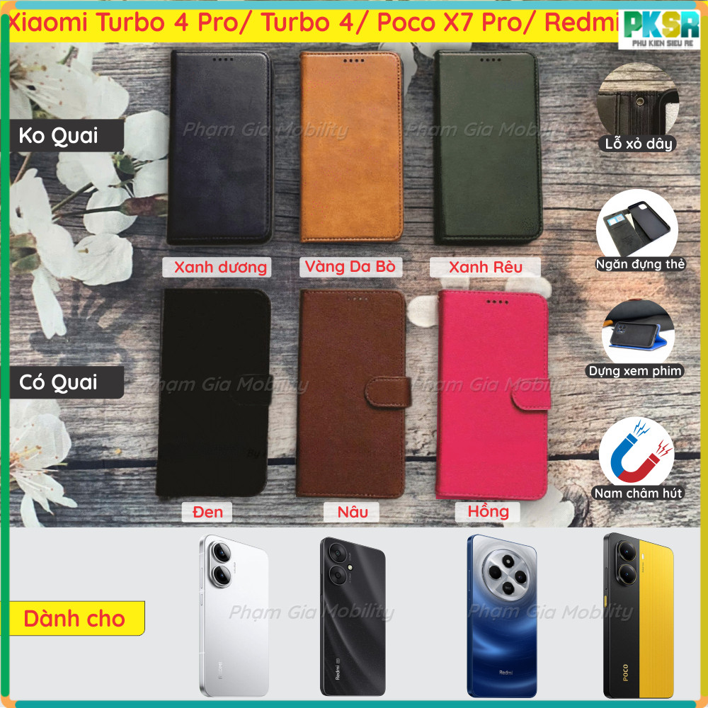 Bao da dành cho Xiaomi Turbo 4 Pro Turbo3 3/ Poco X7 Pro/ C65 Redmi 14C 13C 4G 5G/ 13R chất liệu da 