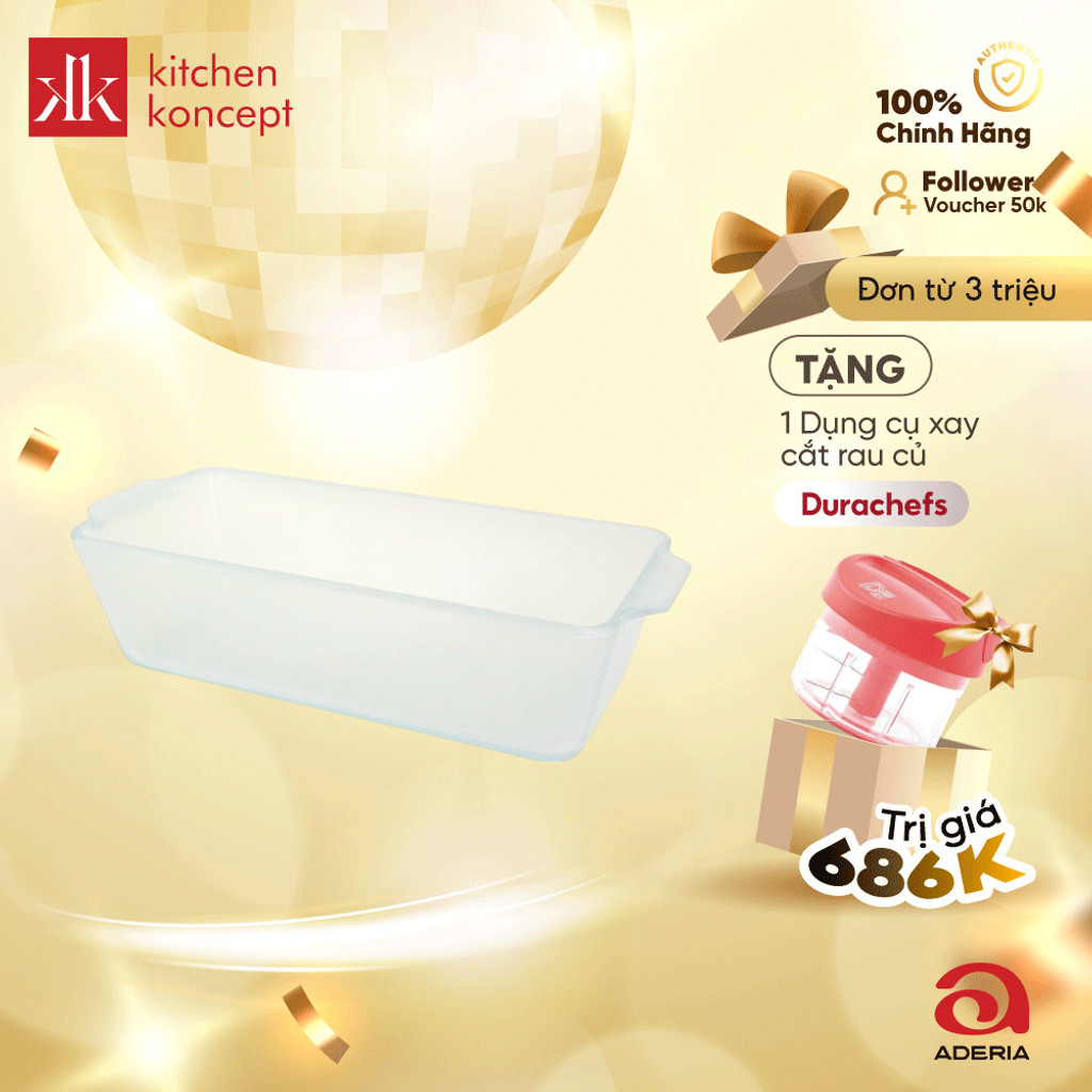 Aderia - Cera Bake - Khay nướng bánh hình chữ nhật sâu lòng - 0.8L