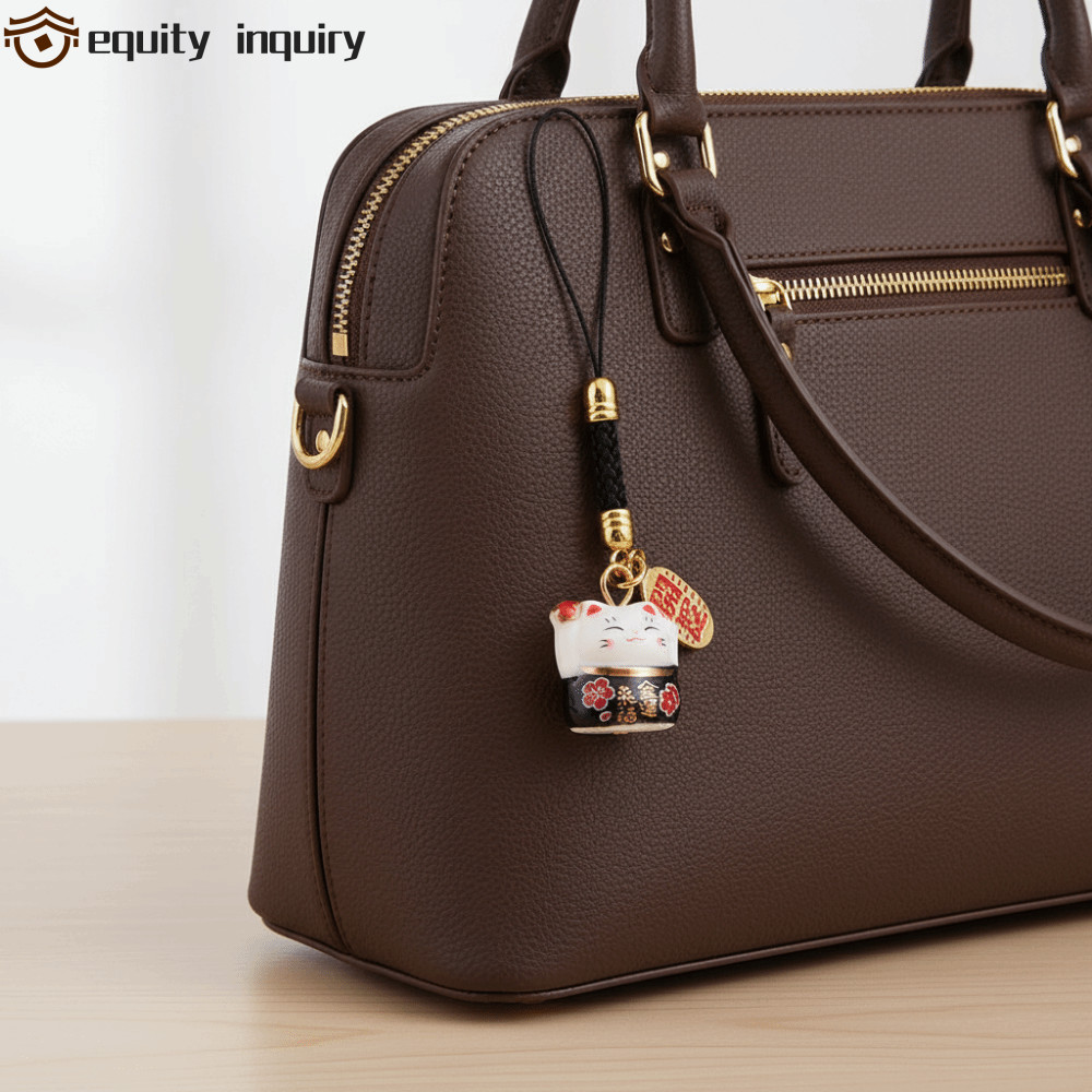 EQUITY INQUIRY Maneki Neko Dây chuyền điện thoại, Kim loại phong cách Trung Quốc Gốm may mắn Mèo quy