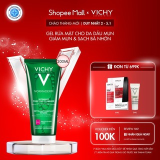  Sữa rửa mặt dạng gel làm sạch sâu giảm bã nhờn Vichy Normaderm Intense Purifying Cleanser 200ml 