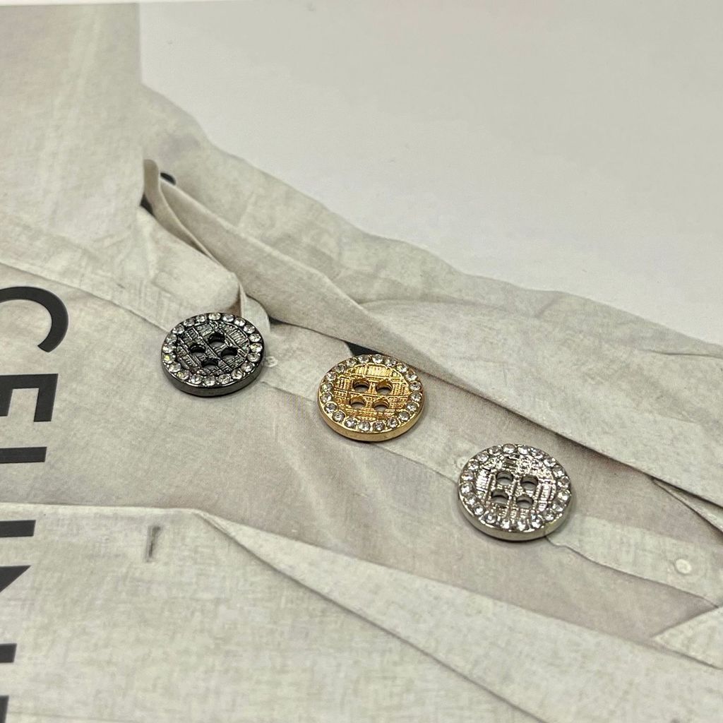 JY Shop Nút kim cương bốn mắt Nút áo sơ mi kim loại Nút áo len dệt kim AZ2E