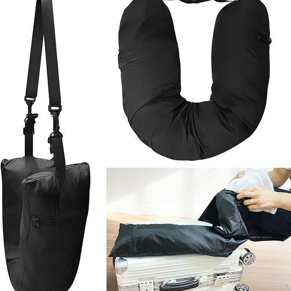 [PPIAVN]Stuffable Neck Pillow Case Travel Pillow Cover Portable Storage Bag Nylon[Ready stock]