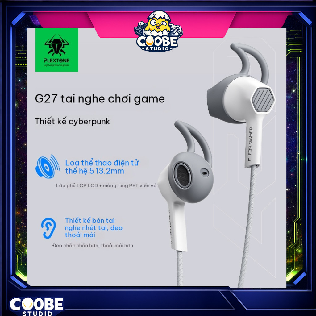 [Chính hãng] Tai Nghe Gaming Plextone G27 – Mic Rõ, Âm Thanh Gaming | Jack 3.5mm / Adapter Type-C