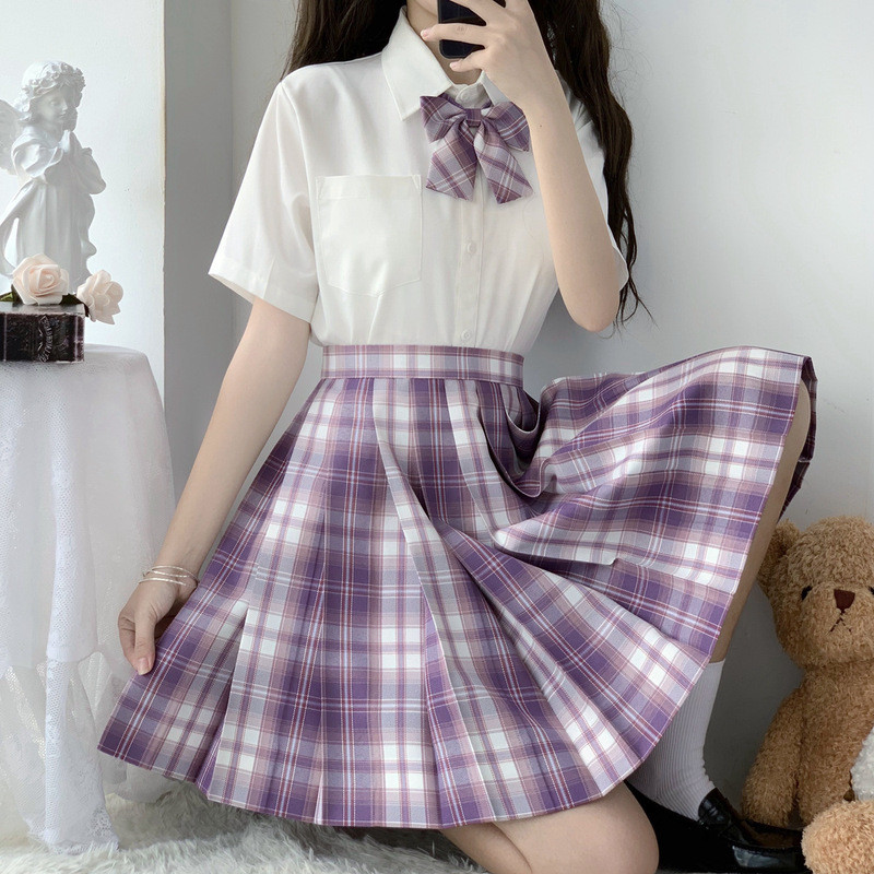 Váy Đồng Phục JK Màu Tím Xếp Ly Cho Sinh Viên